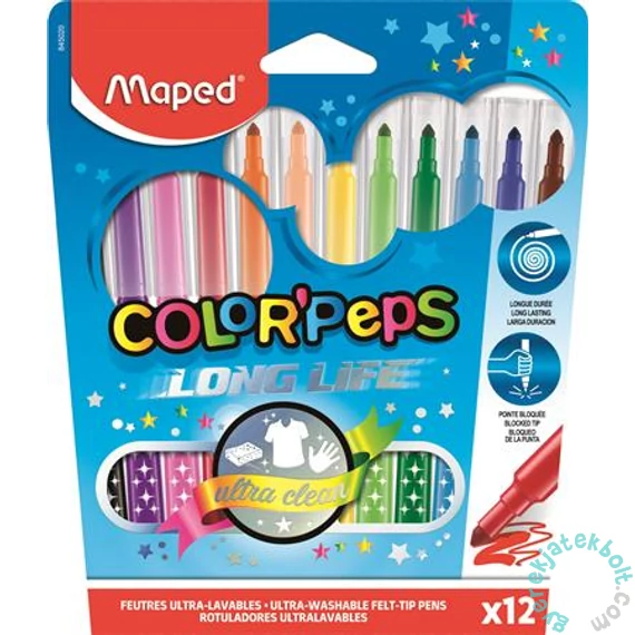 Maped Filctoll készlet kimosható Color Peps Long Life 12 különböző szín (IMA845020)