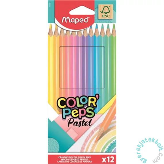 Maped Színes ceruza készlet, háromszögletű Color Peps Pastel 12 db-os pasztell szín (IMA832069)