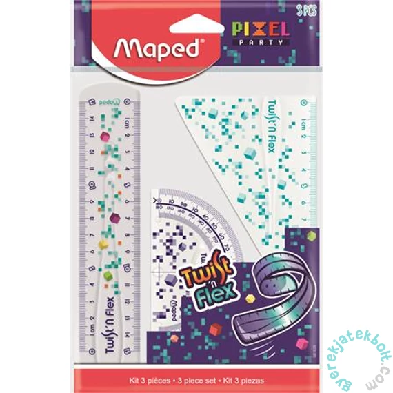 Maped Vonalzókészlet, műanyag, törhetetlen, 3 db-os Pixel Party Twistn Flex (IMA981835)