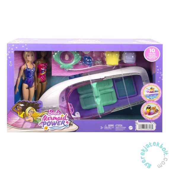 Barbie Mermaid Power motorcsónak játékszett babákkal (HHG60)