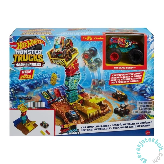 Hot Wheels Monster Trucks Live Aréna Középdöntő játékszett - Car Jump Challenge (HNB92-HNB94)