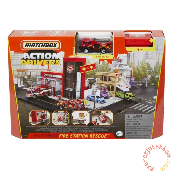 Mattel Matchbox Action Drivers - Tűzoltóállomás játékszett (HBD74-HBD76)