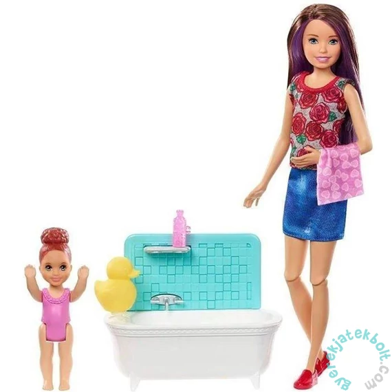 Barbie Bébiszitter játékszett - Fürdetés (FHY97-FXH05)