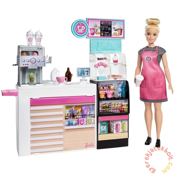 Barbie kávézó játékszett babával