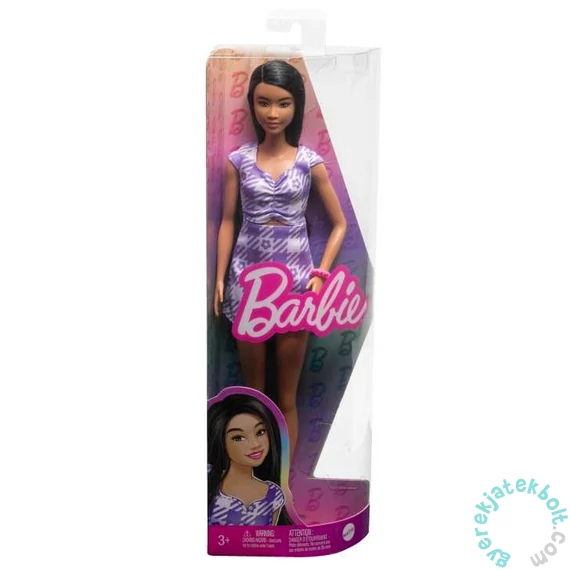 Barbie Fashionistas Barátnő baba - Lila kockás ruhában (FBR37-HPF75)