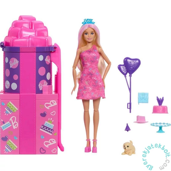 Barbie Party Reveal Meglepetés Szett Csúszdával (JKF66)