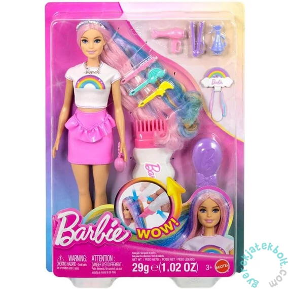 Barbie Tündöklő Szivárványhaj baba (JJP07)