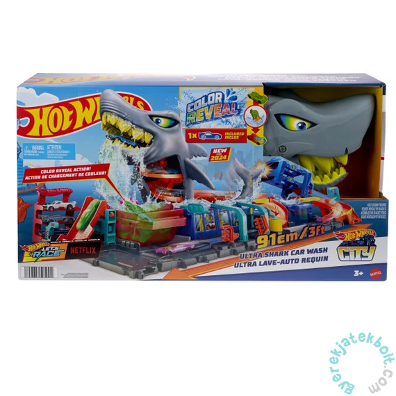 Mattel - Hot Wheels - Cápás autómosó játékszett (HTN82)