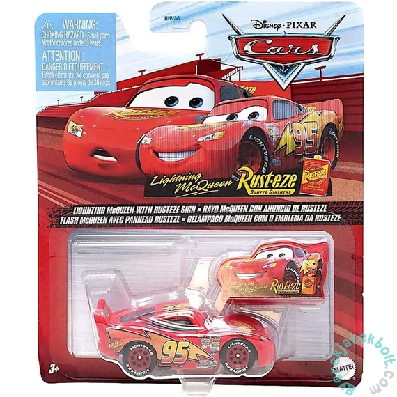 Verdák 3 kisautó - Lighting McQueen táblával