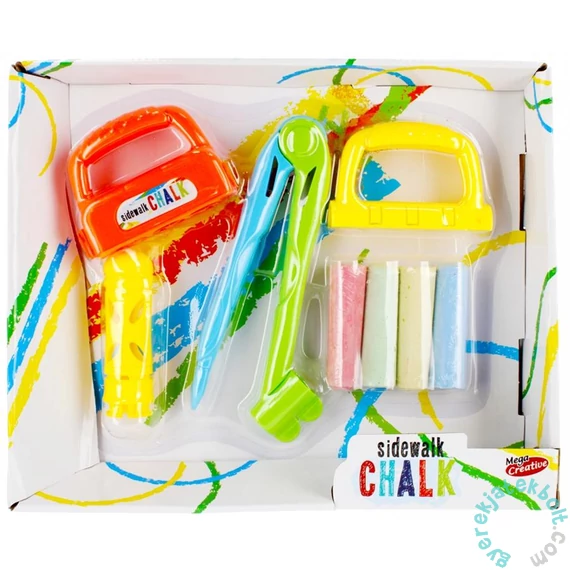 Mega Creative - Aszfaltkréta nagy rajzolószett krétatartóval és körzővel