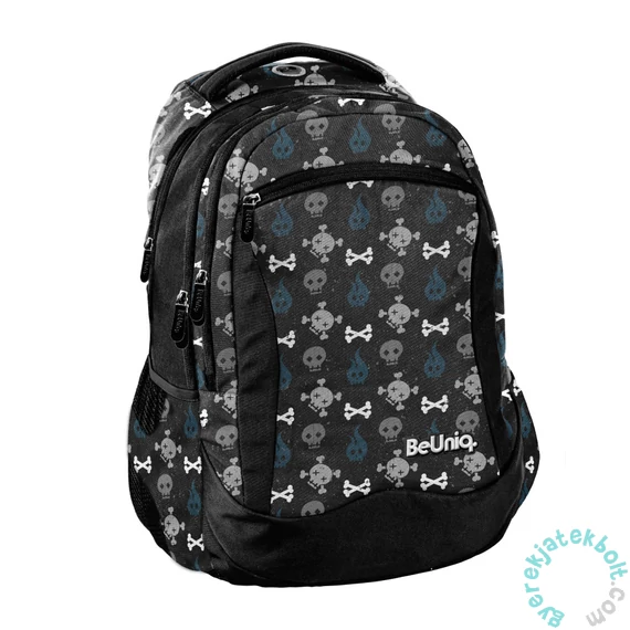 BeUniq iskolatáska, hátizsák - 3 rekeszes - Skull