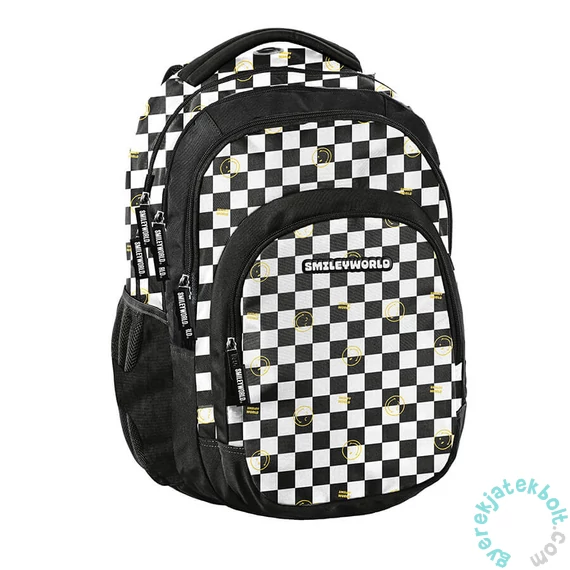 BeUniq iskolatáska, hátizsák - 3 rekeszes - Pepita - Smiley (SM25LS-2706)