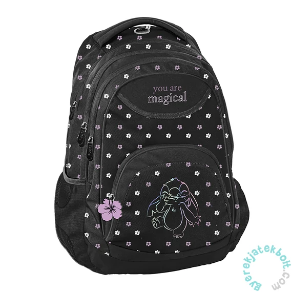 BeUniq Lilo és Stitch hátizsák, iskolatáska - 3 rekeszes - Black