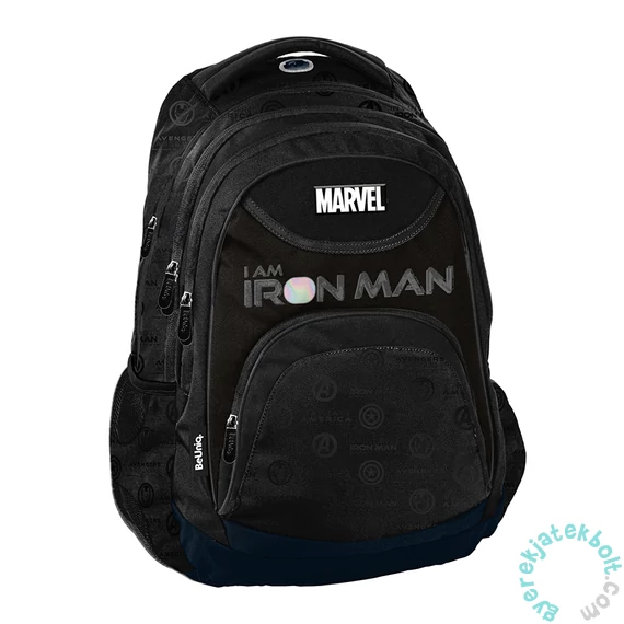 BeUniq Marvel hátizsák, iskolatáska - 3 rekeszes - Ironman Holo