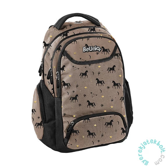 BeUniq Unikornis hátizsák, iskolatáska - 3 rekeszes - Brown