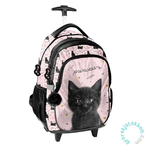 Cicás gurulós iskolatáska, hátizsák - Black Cat (PP26BC-997)