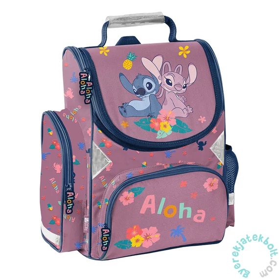Disney - Stitch ergonomikus iskolatáska - Angel Aloha (DS26VV-525)