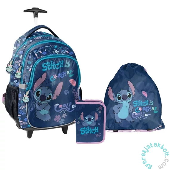 Disney - Stitch gurulós iskolatáska szett kihajtható tolltartóval - Coastal Cool (DS26XX-997-2-szett)