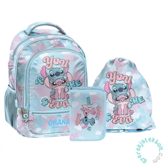  Disney - Stitch iskolatáska szett kihajtható tolltartóval - Angel Ohana (DS26WW-260-2-szett)