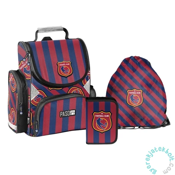Focis ergonomikus iskolatáska szett kihajtható tolltartóval - Football Club Stripes (PP26FT-525-2-szett)