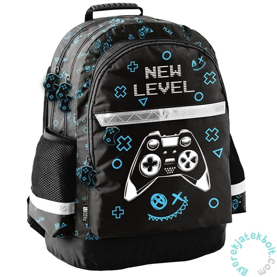 Game ergonomikus iskolatáska, hátizsák - 2 rekeszes - New Level (PP25GS-116)