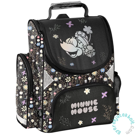 Minnie Mouse ergonomikus iskolatáska - Black, Flower (DM25RR-525)