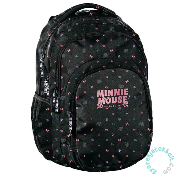 Minnie Mouse ergonomikus iskolatáska, hátizsák - 3 rekeszes - Fekete, Masnis (DM25XX-276)