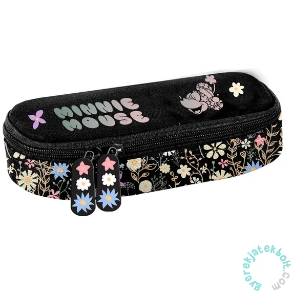 Minnie Mouse ovális tolltartó - Black, Flower (DM25RR-013)