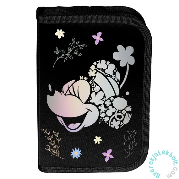 Minnie Mouse kihajtható tolltartó - Black, Flower (DM25RR-P001BW)