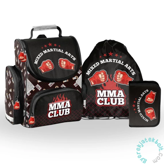 MMA Club ergonomikus iskolatáska szett kihajtható tolltartóval (PP25BO-525-1-szett)