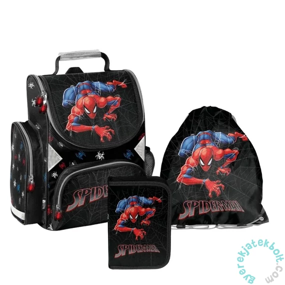 Pókemberes ergonomikus iskolatáska szett felszerelt kihajtható tolltartóval - Spider-man (SP26FF-525-1-szett)