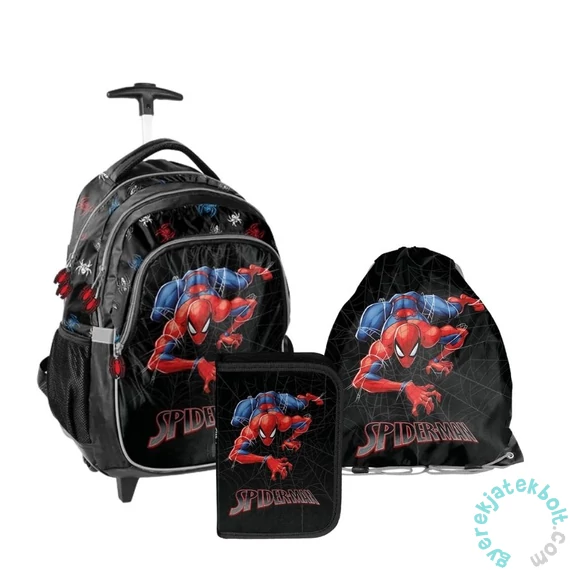 Pókemberes gurulós iskolatáska szett felszerelt kihajtható tolltartóval - Spider-man (SP26FF-997-1-szett)