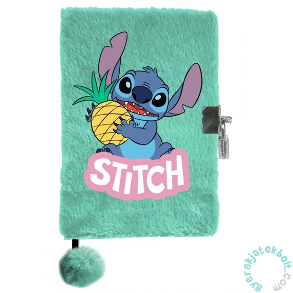 Stitch szőrmés kulcsos napló - 96 lapos - zöld (DS24SI-3676)