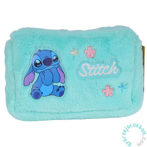Stitch szőrmés szögletes tolltartó - Mint, Pink (DS25FF-045)