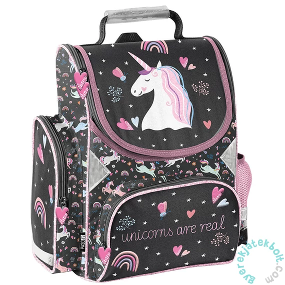 Unikornis ergonomikus iskolatáska - Black, Pink (PP25JO-525)