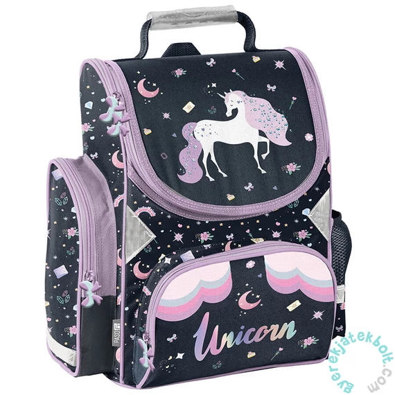 Unikornis ergonomikus iskolatáska - Fekete, lila (PP25UO-525)