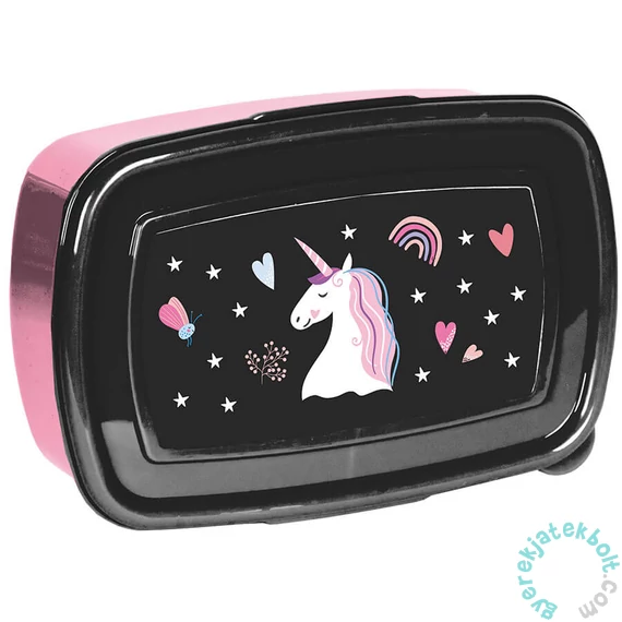 Unikornis műanyag uzsonnás doboz - Black, Pink (PP25JO-3022)