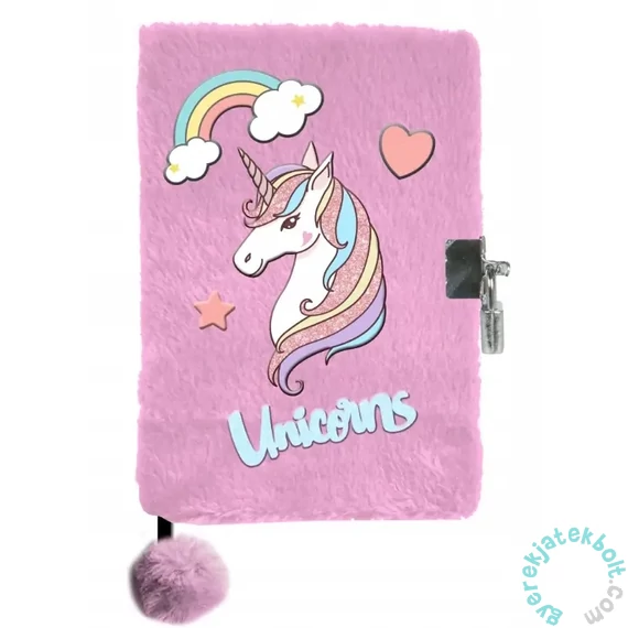 Unikornis szőrmés kulcsos napló A5/96 lap - Pink (PP24JD-3676)