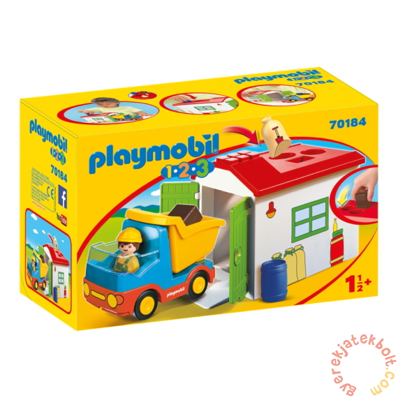 Playmobil 1.2.3 - Teherautó formaválogató garázzsal játékszett