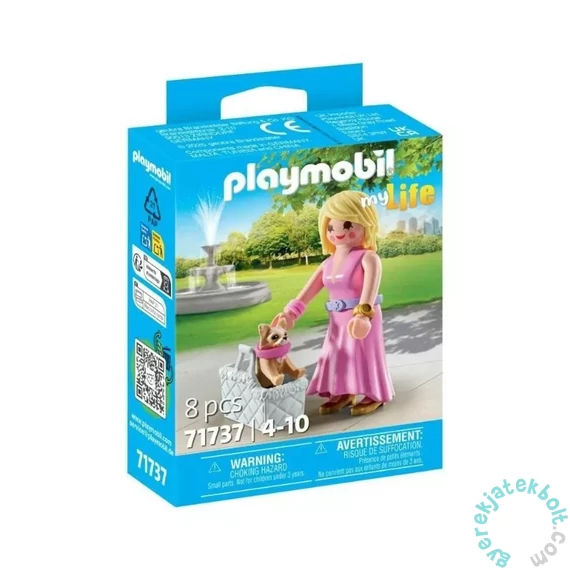 Playmobil 71737 My Life Rózsaszínruhás-nő csivavával játékszett
