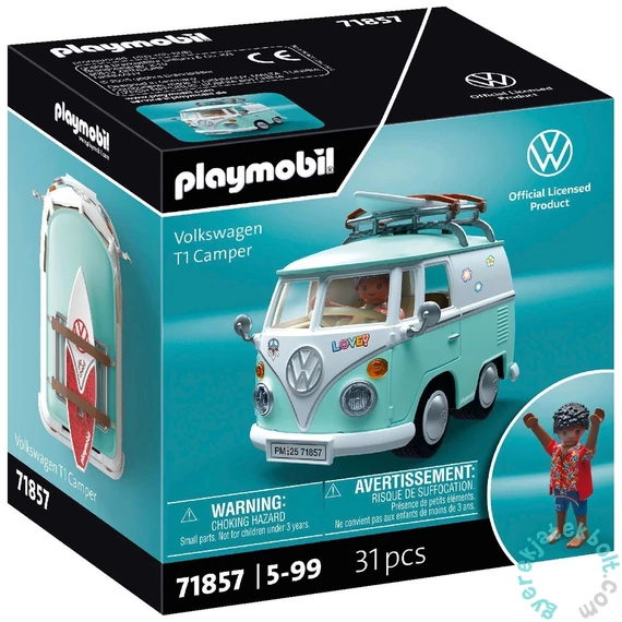 Playmobil 71857 X Volkswagen T1 Camper játékautó, figurával