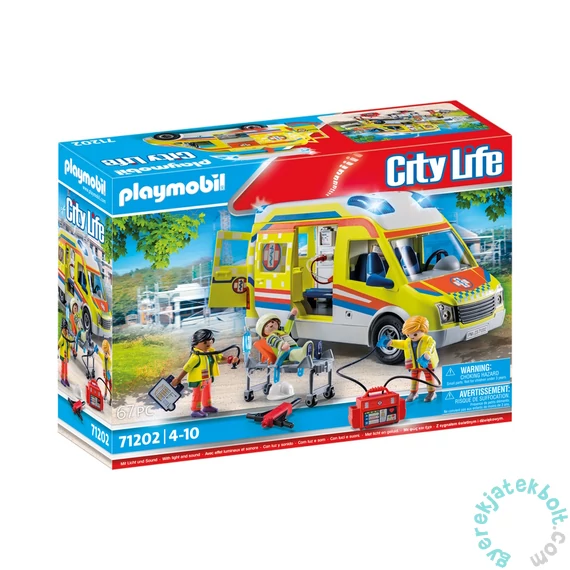 Playmobil - City Life - Mentőautó hang- és fényeffekttel játékszett