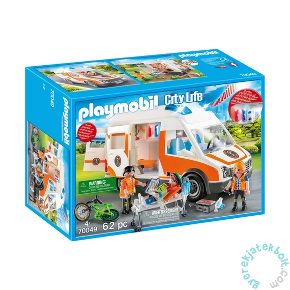Playmobil - City Life - Mentőautó villogó fényekkel játékszett