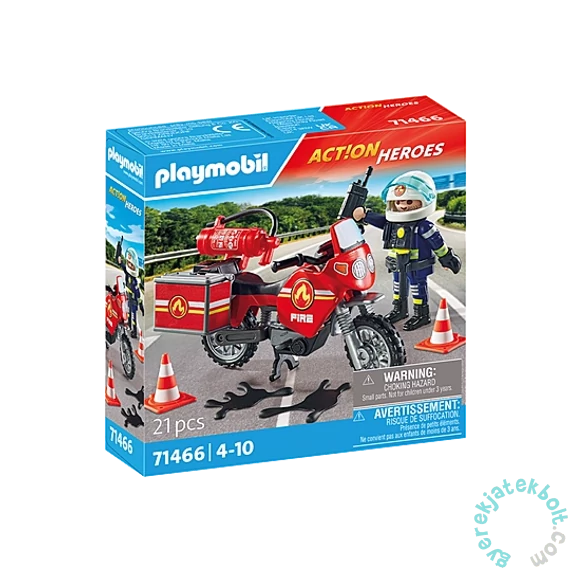 Playmobil - Action Heroes - Motoros tűzoltó balesetnél játékszett (71466)