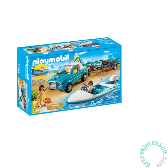 Playmobil - Pick-up csónakkal és szörfösökkel játékszett