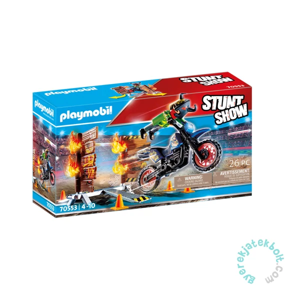 Playmobil - Stuntshow - Motor tüzes fallal játékszett