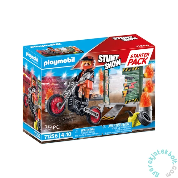 Playmobil - Stuntshow - Starter Pack - Kaszkadőr motorral és tüzes karikával kezdő játékszett