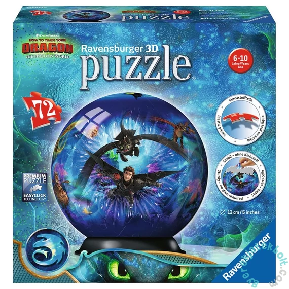 Ravensburger 72 db-os 3D gömb puzzle - Így neveld a sárkányodat 3 (11144)