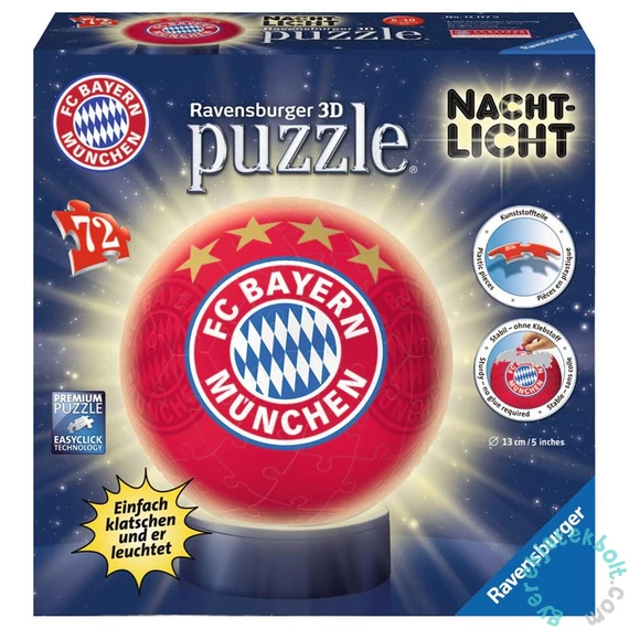 Ravensburger 72 db-os 3D világító gömb puzzle - FC Bayern München (12177)
