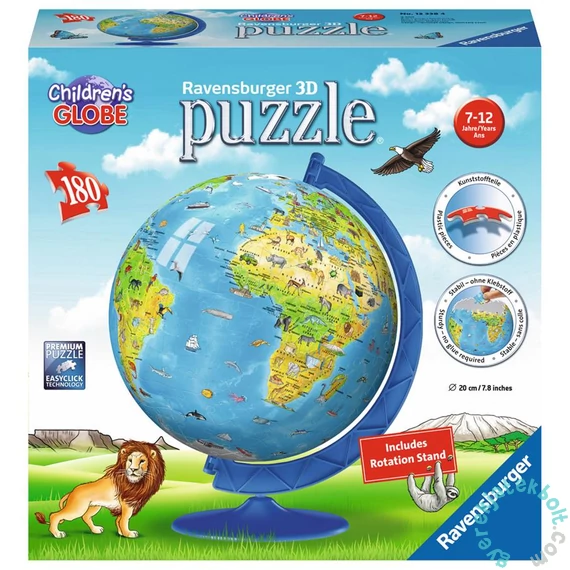 Ravensburger 180 db-os 3D gömb puzzle - Földgömb gyerekeknek (12338)